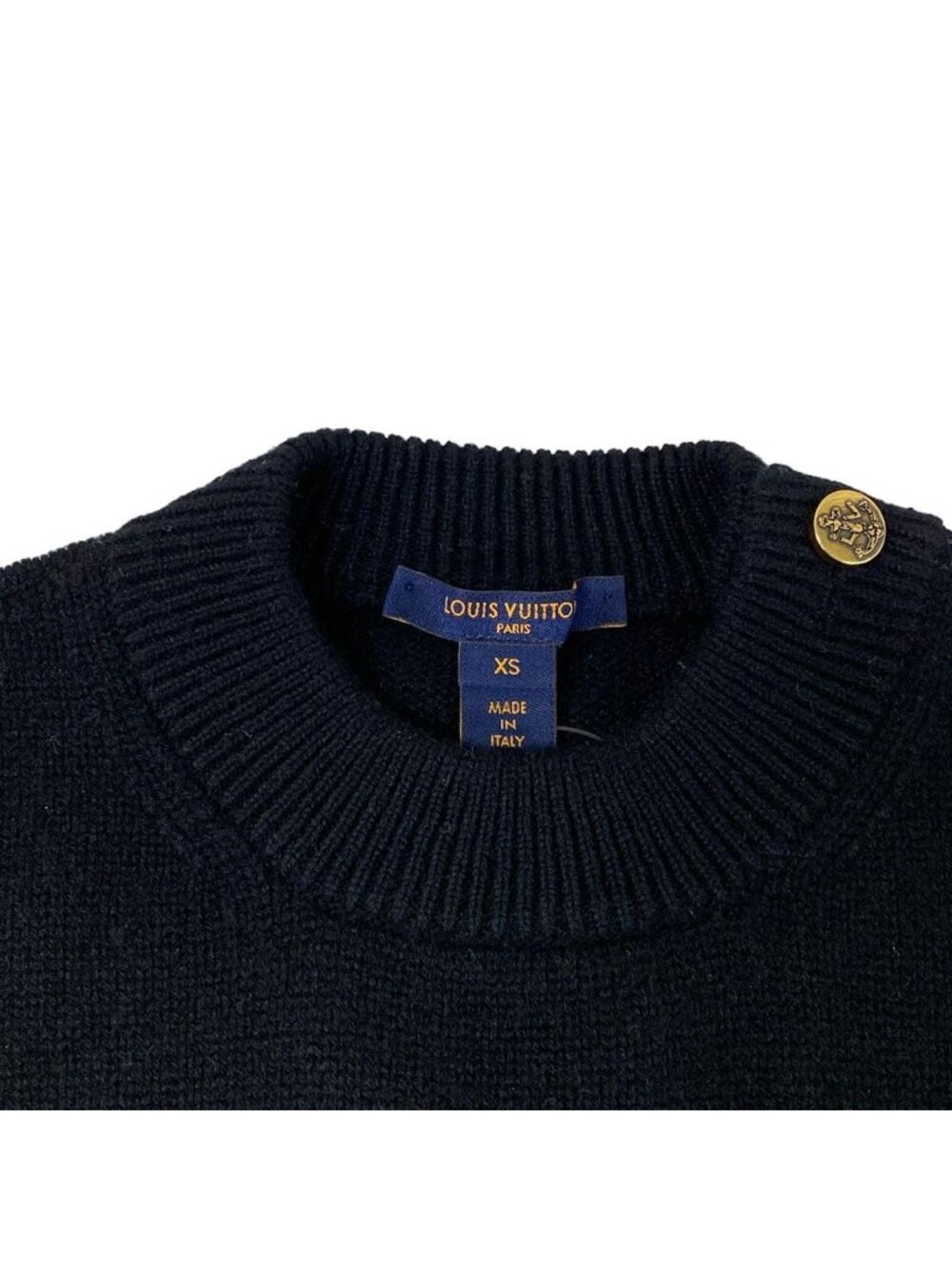 Louis Vuitton Long Sleeve Sweater XS Intarsia Signature Black Gray White - Picture 7 of 11